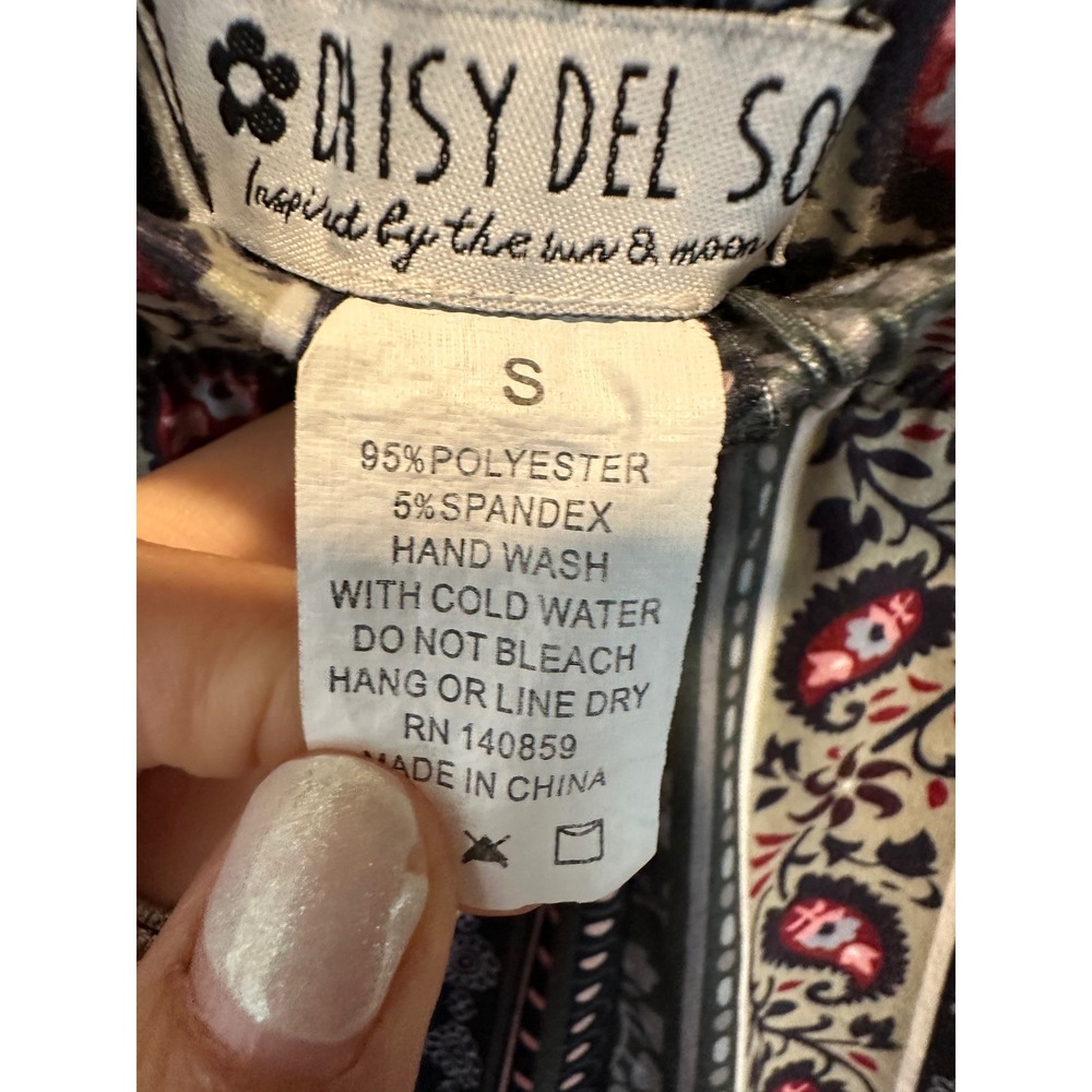 Daisy Del Sol Womens Small Olive Green Hamsa Paisley Flare Bell Bottom Pants - Picture 8 of 10